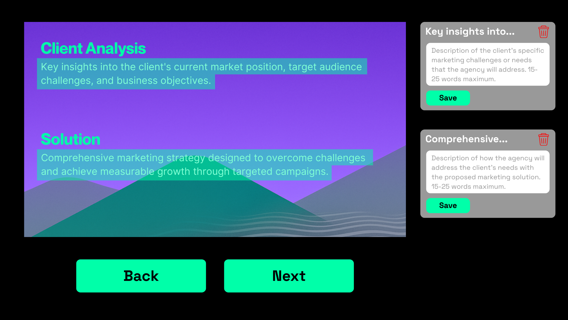 Before and after comparison of PowerPoint template with AI-powered variable mapping system