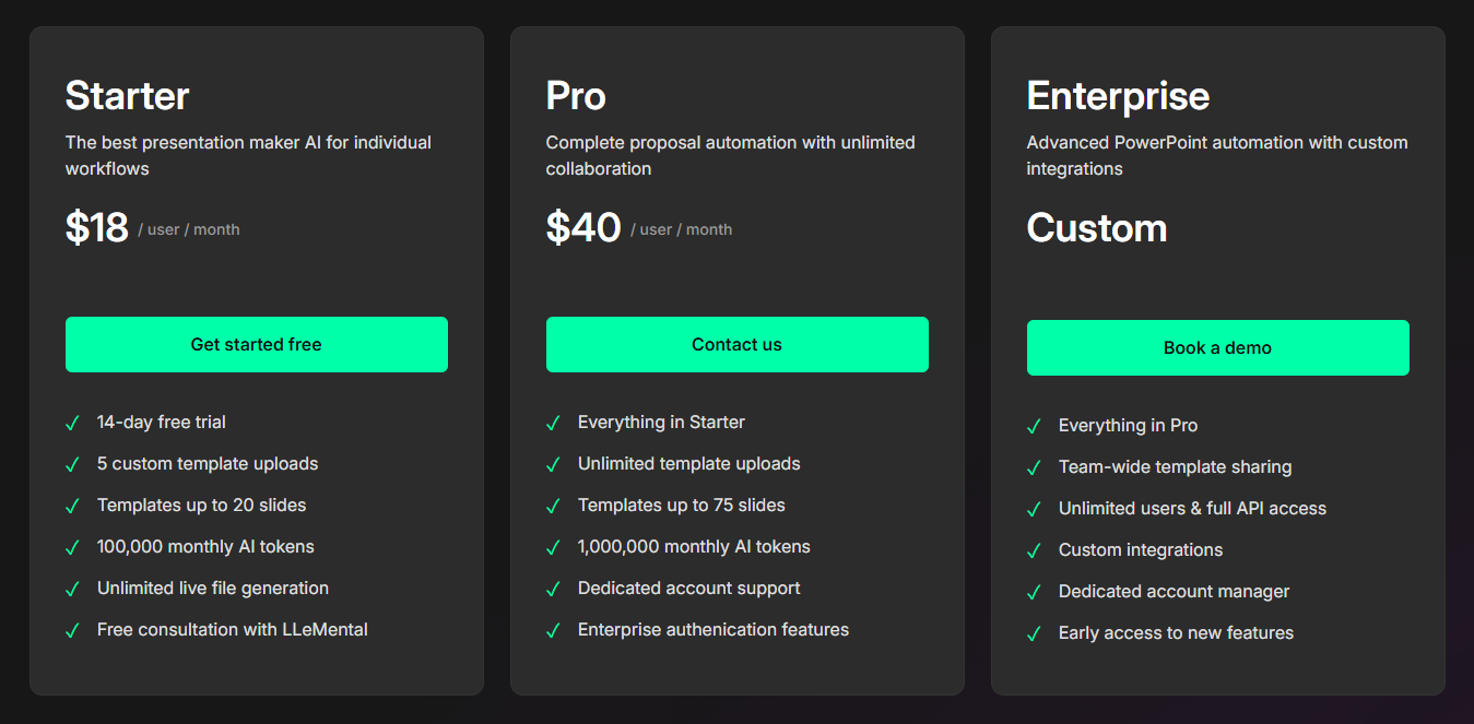 Choose the right LLeMental plan based on your presentation needs