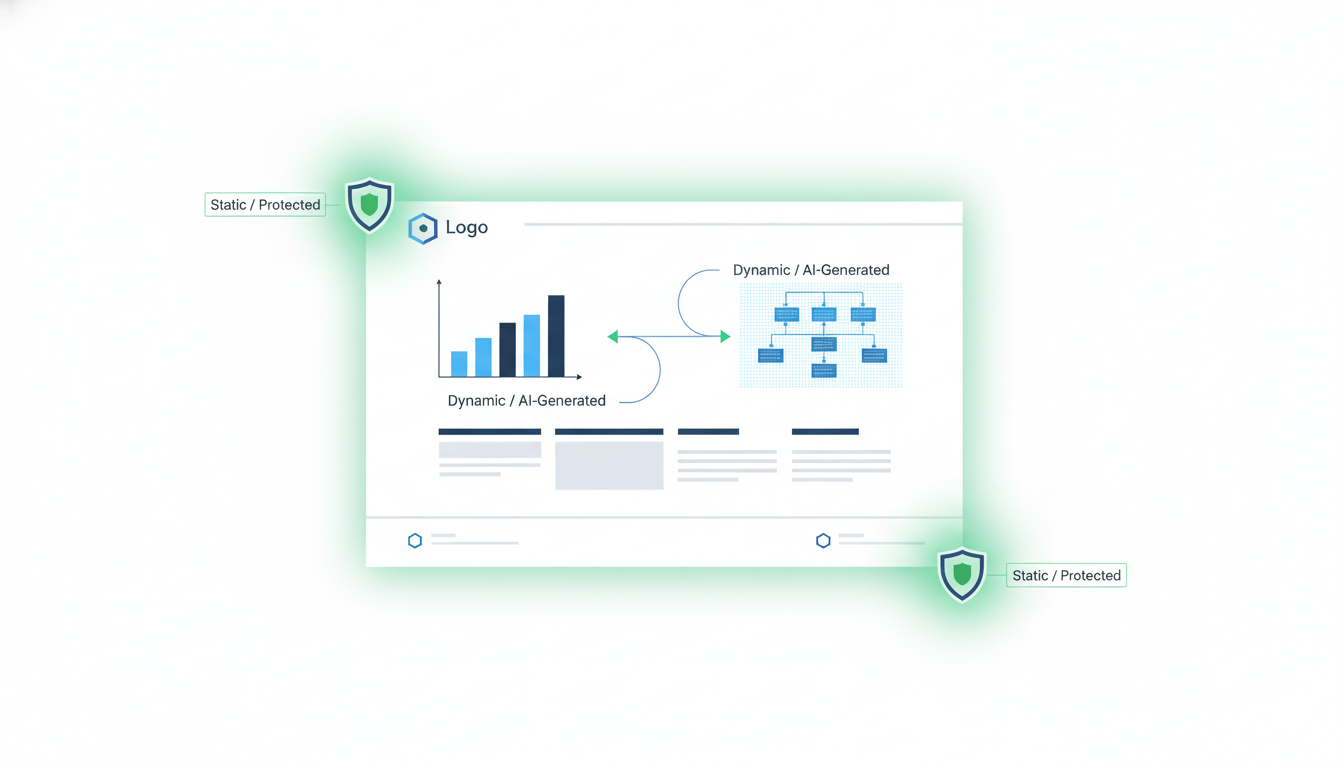 Presentations maker preserving organizational context through template static sections, proven structure, and embedded terminology