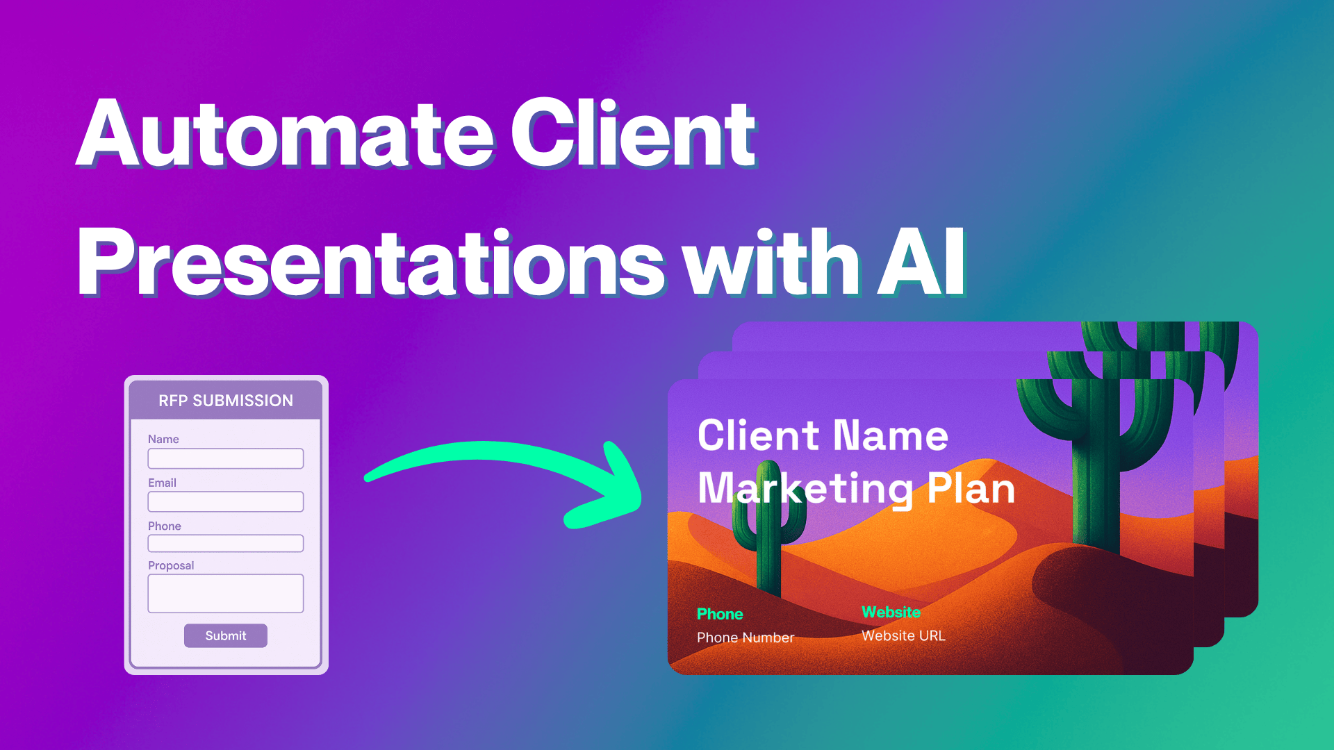 Marketing AI PowerPoint generator demo showing automated RFP response creation with existing templates